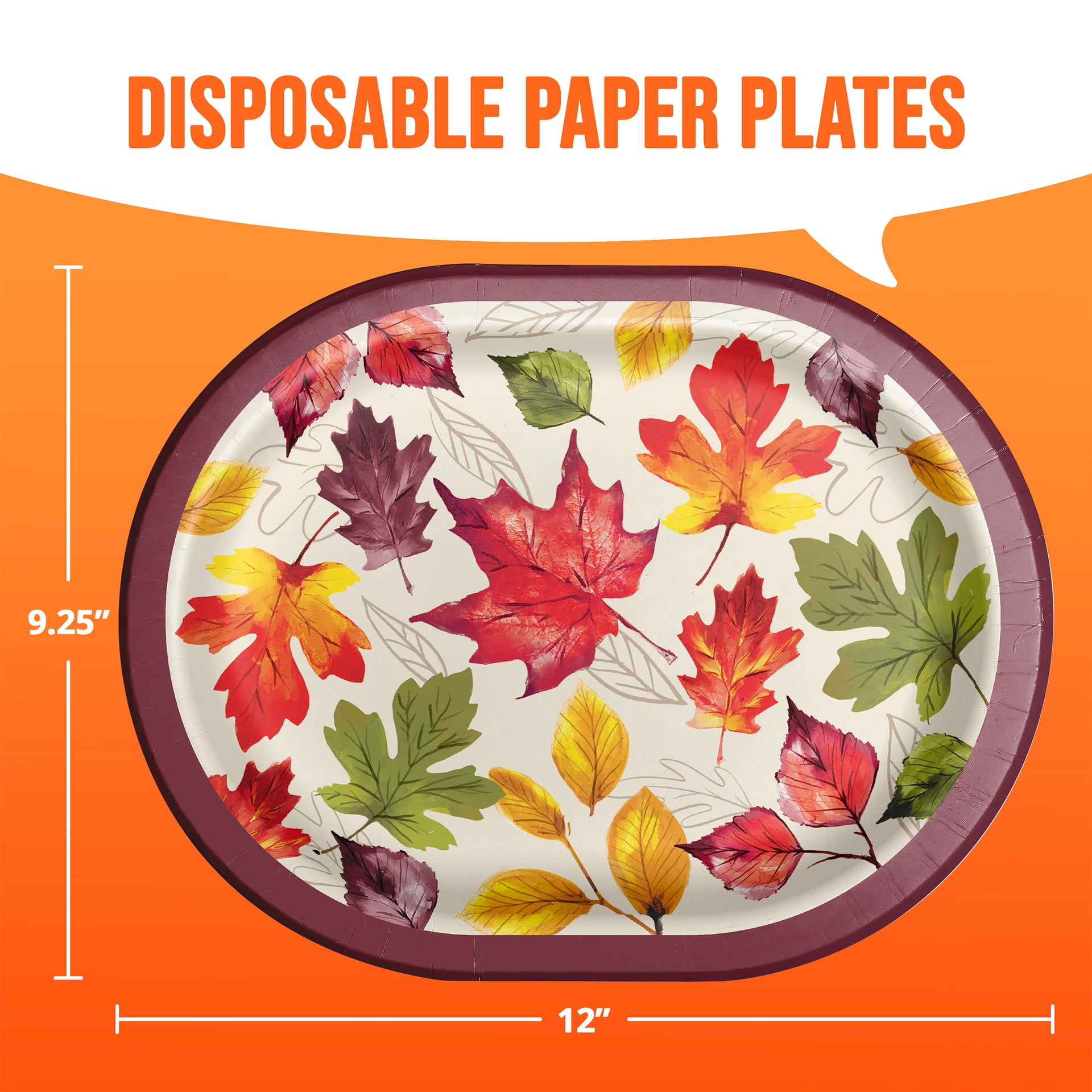 Fall Foliage 12in Oval Paper Plate 8ct