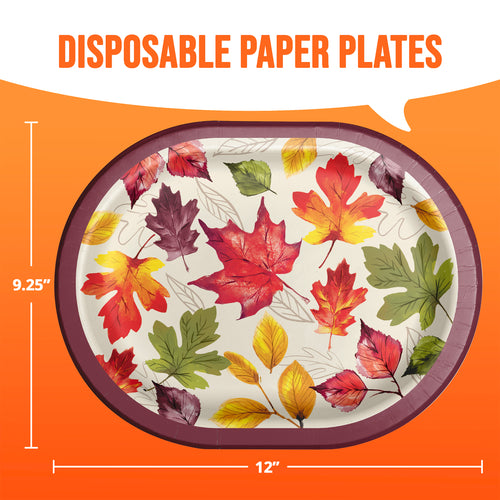 Fall Foliage 12in Oval Paper Plate 8ct
