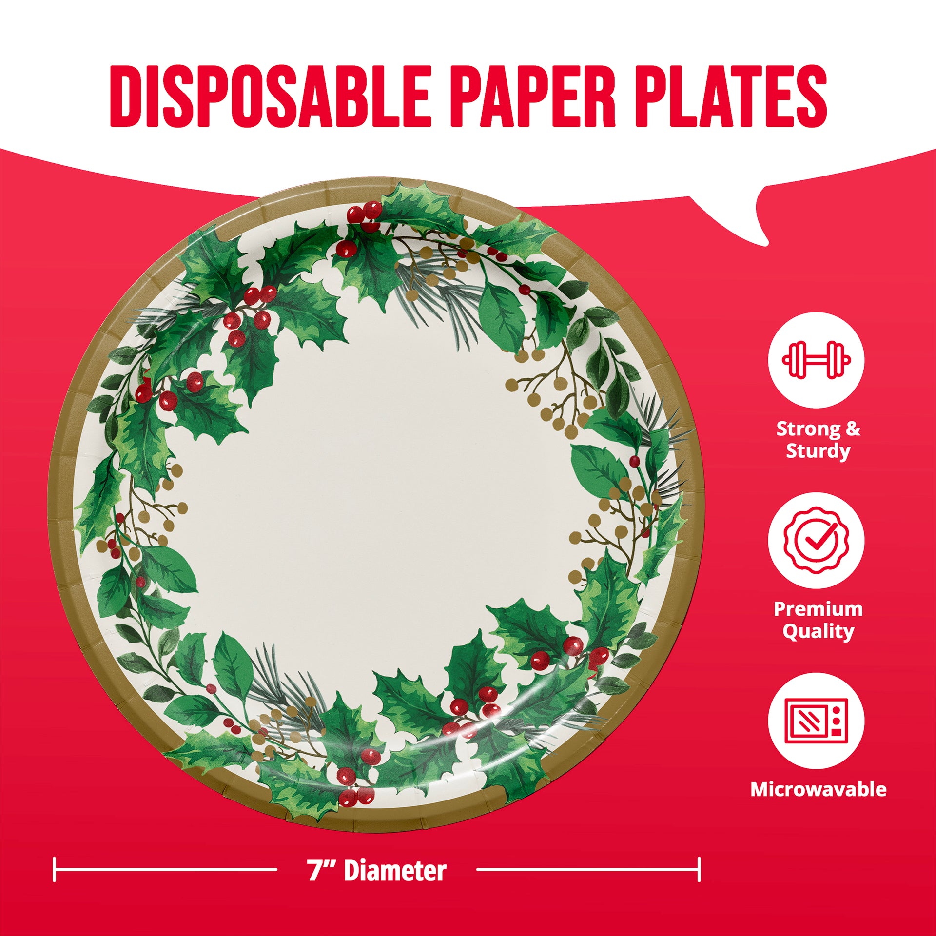 Holly Haven 7in Paper Plate 8ct