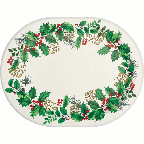 Holly Haven 12in Oval Paper Plates 8ct