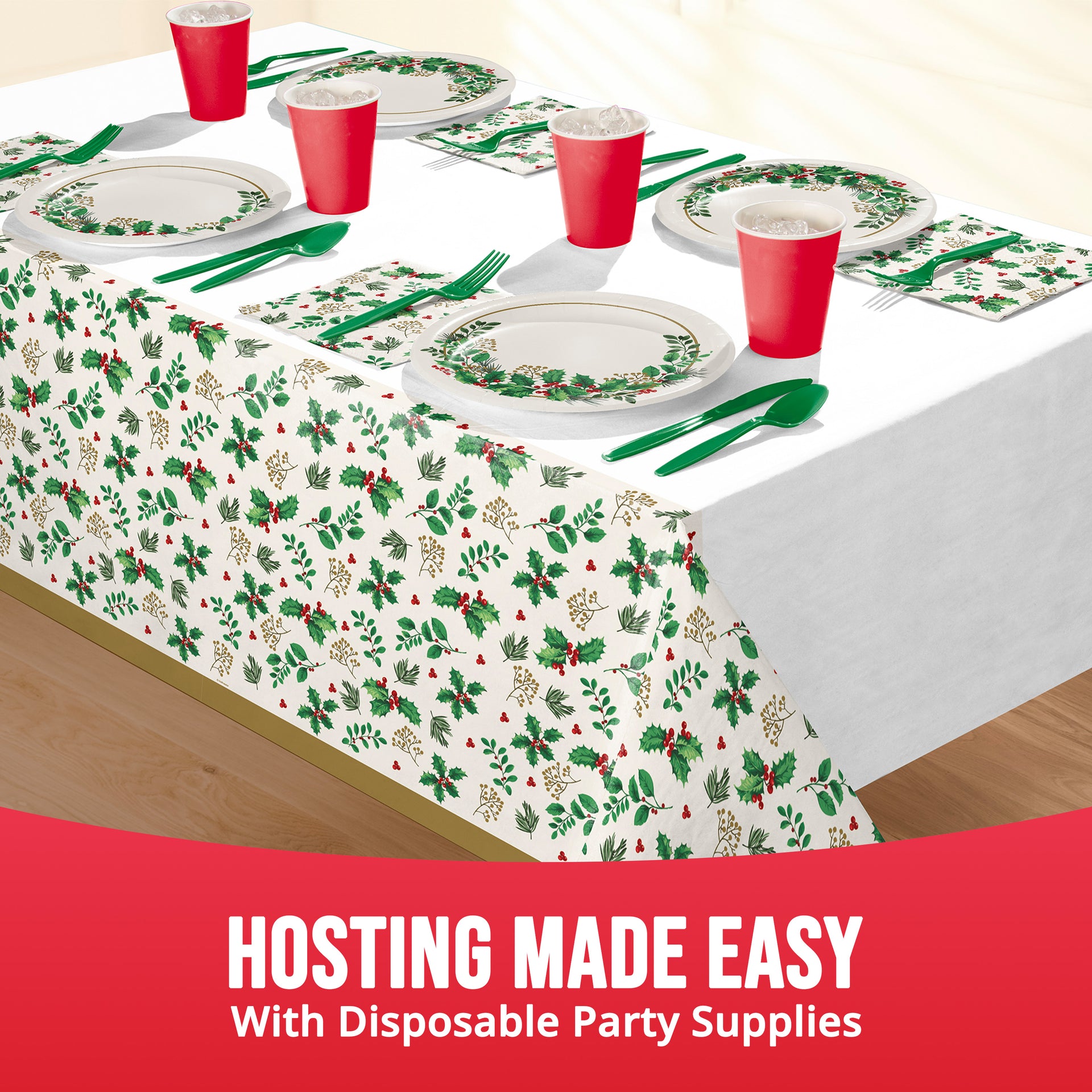 Holly Haven Paper Rectangle Table Cover
