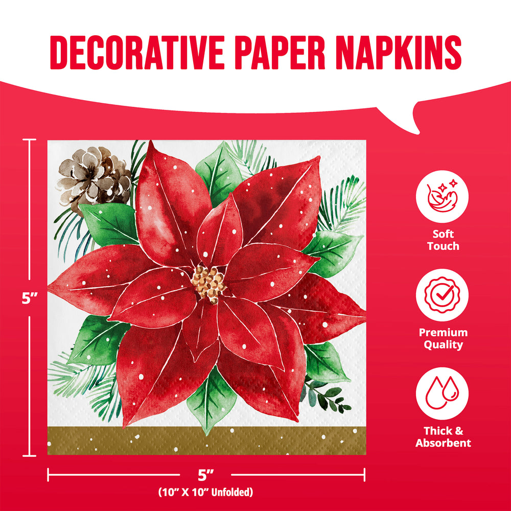 Christmas Blossom Beverage Napkins 16ct