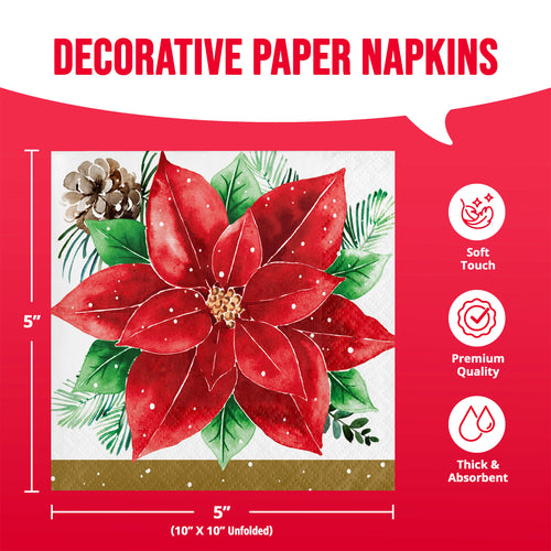 Christmas Blossom Beverage Napkins 16ct