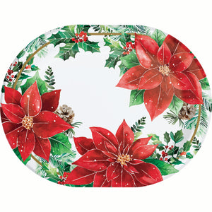 Christmas Blossom 12in Oval Paper Plates 8ct