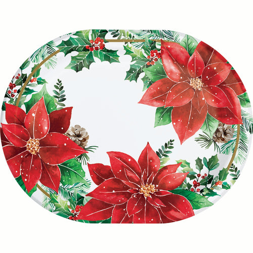 Christmas Blossom 12in Oval Paper Plates 8ct