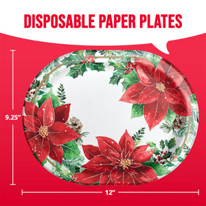 Christmas Blossom 12in Oval Paper Plates 8ct