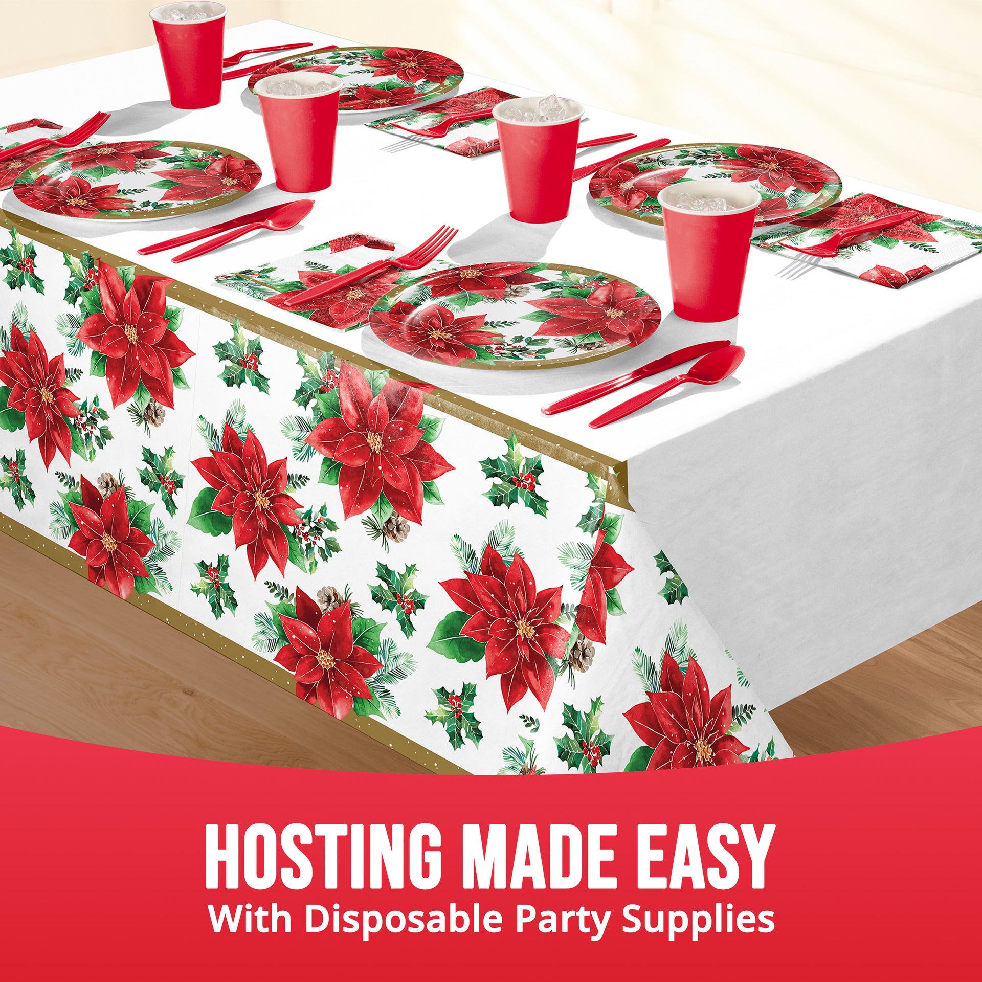 Christmas Blossom Paper Rectangle Table Cover