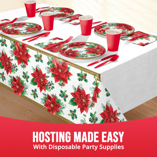 Christmas Blossom Paper Rectangle Table Cover