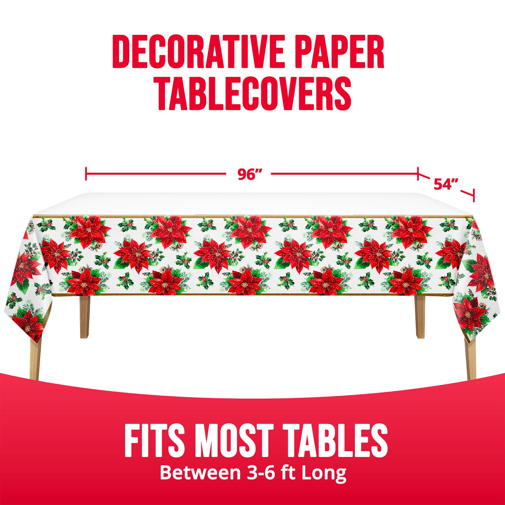 Christmas Blossom Paper Rectangle Table Cover