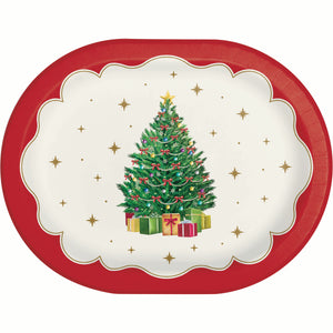 Sparkling Spruce 12in Oval Paper Plates 8ct