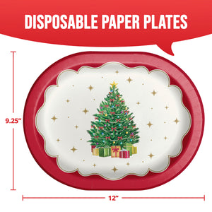 Sparkling Spruce 12in Oval Paper Plates 8ct