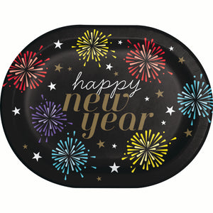 New Years Radiance 12in Oval Paper Plates 8ct