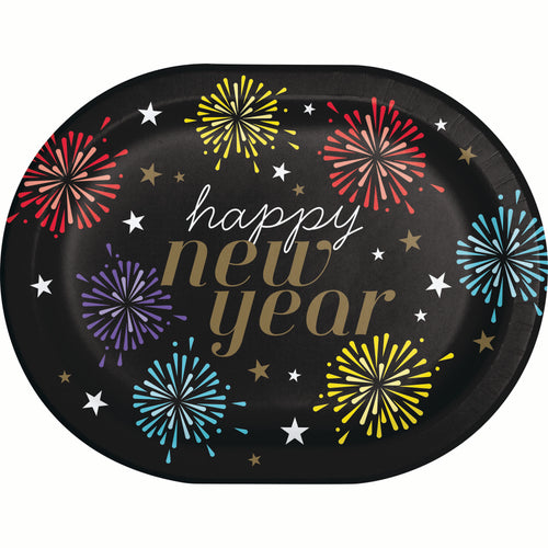 New Years Radiance 12in Oval Paper Plates 8ct