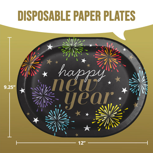 New Years Radiance 12in Oval Paper Plates 8ct