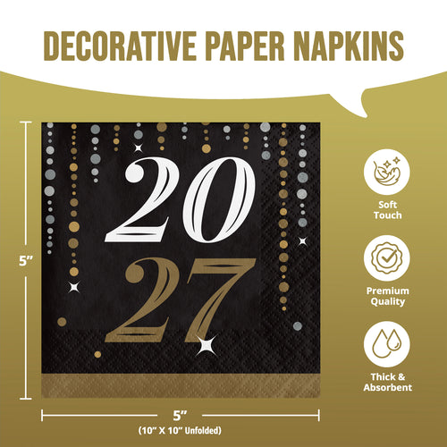 2027 New Year Beverage Napkins 16ct