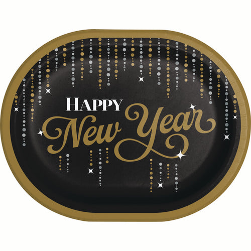 Dazzling Midnight 12in Oval Paper Plates 8ct
