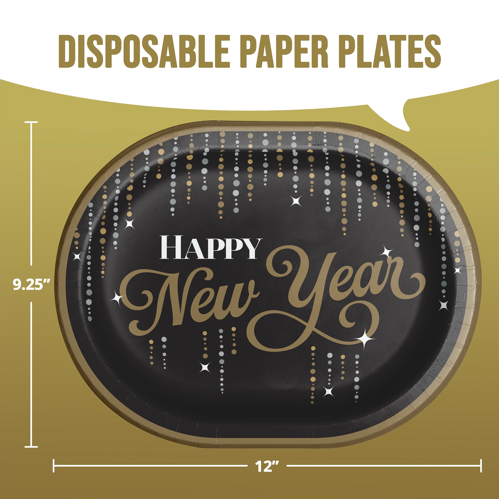 Dazzling Midnight 12in Oval Paper Plates 8ct