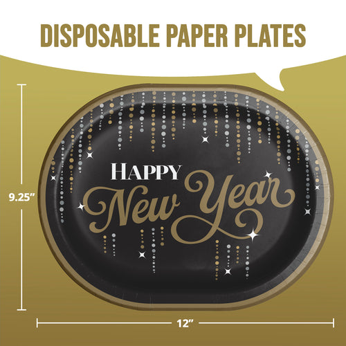 Dazzling Midnight 12in Oval Paper Plates 8ct