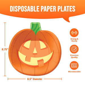 Pumpkin Shaped  Plates 9in Paper Plates 8ct