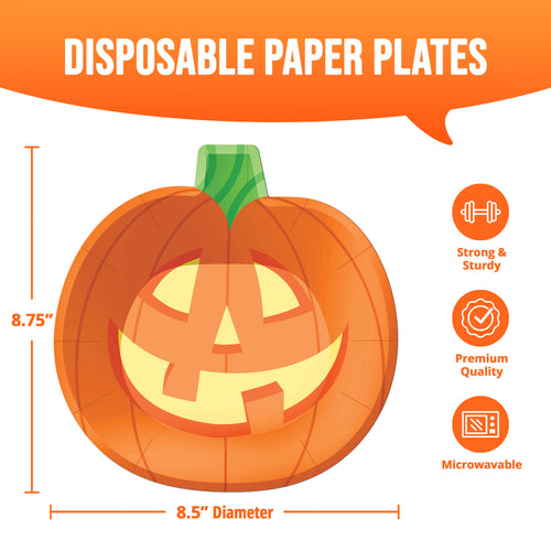 Pumpkin Shaped  Plates 9in Paper Plates 8ct