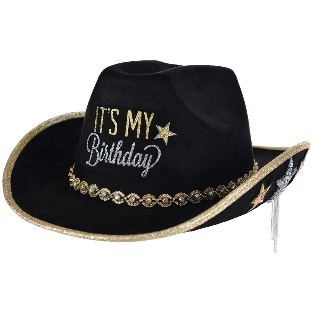Black Happy Birthday Cowboy Hat