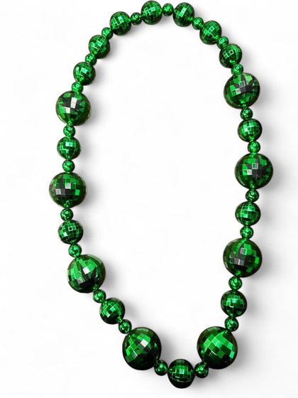 Pot Leaf Green Disco Ball Bead Necklace  1pc