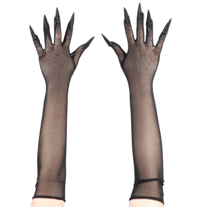 BLACK FISHNET GLOVES WITH NAILS