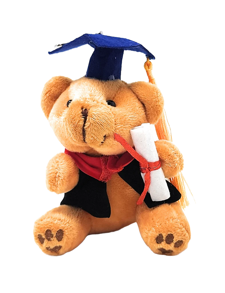 4.5" Clip on Graduation Brown Bear - Blue
