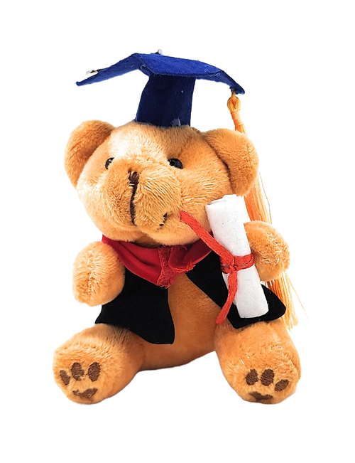 4.5" Clip on Graduation Brown Bear - Blue