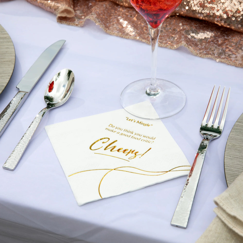 CONVOKINS® - Wedding Edition Conversation Starter Cocktail Napkins | Silver (Clearance)