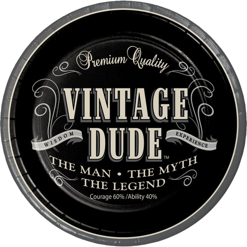 Vintage Dude Cake Plates 8ct | Milestone Birthday