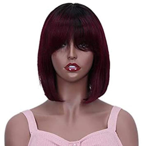 bob with bangs burgundy