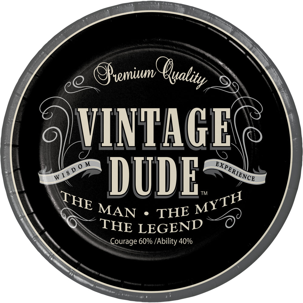 Vintage Dude Lunch Plates 8ct | Milestone Birthday