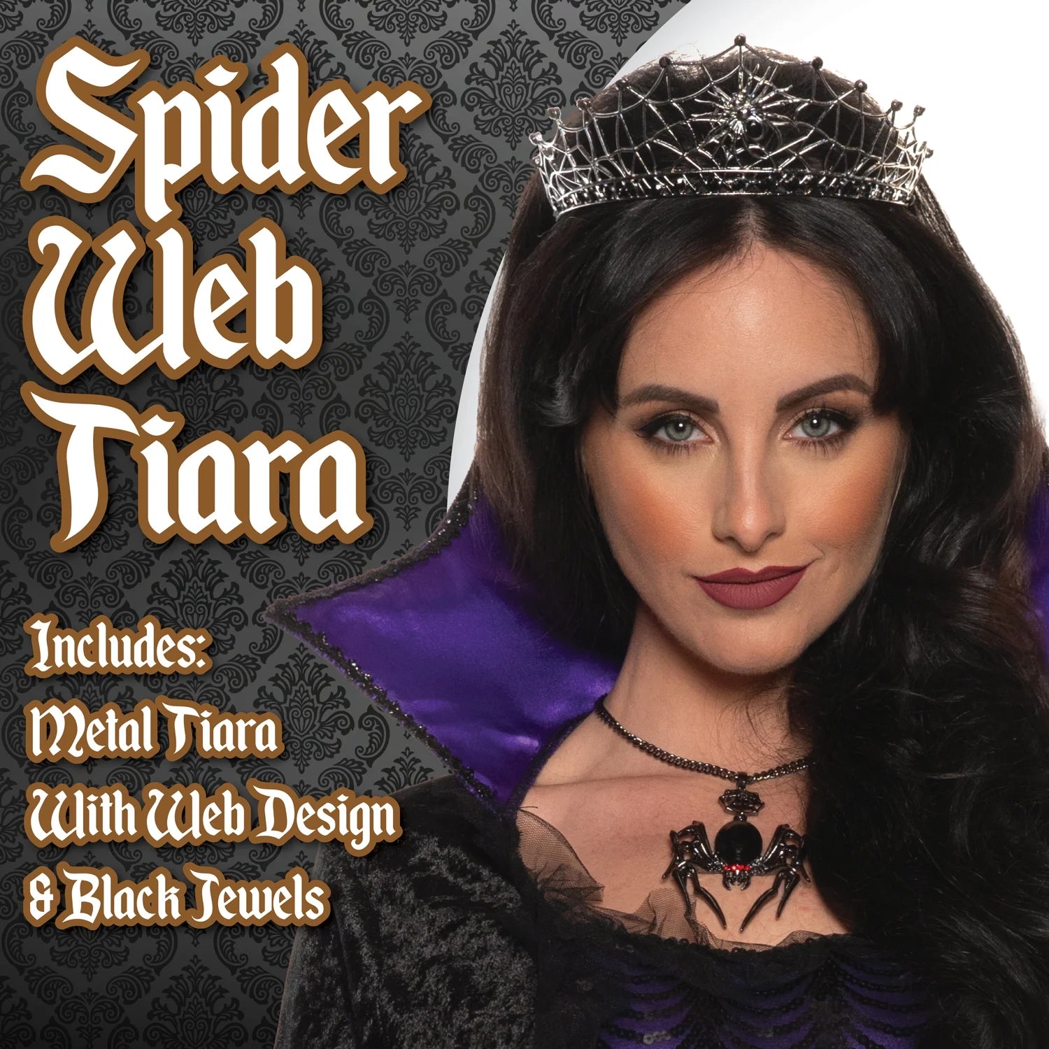 Spiderweb tiara Fairy Crown / Celtic Tiara - Black Line Jasper - Spiderweb  main image 2
