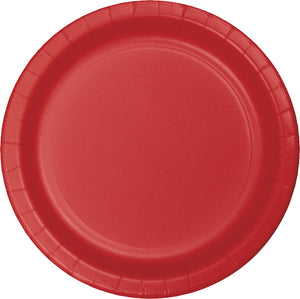 Red Paper 10in Dinner Plates 24ct | Solids