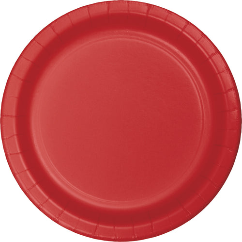 Red Paper 10in Dinner Plates 24ct | Solids