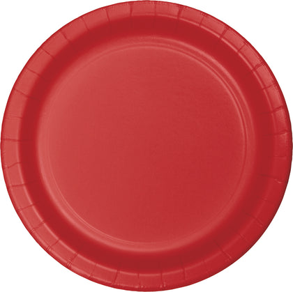 Red Paper 10in Dinner Plates 24ct | Solids