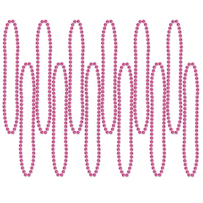 Hot Pink Party Beads - Small Round 12ct