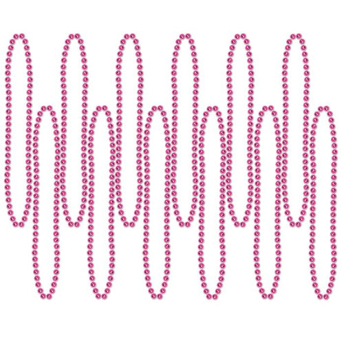 Hot Pink Party Beads - Small Round 12ct