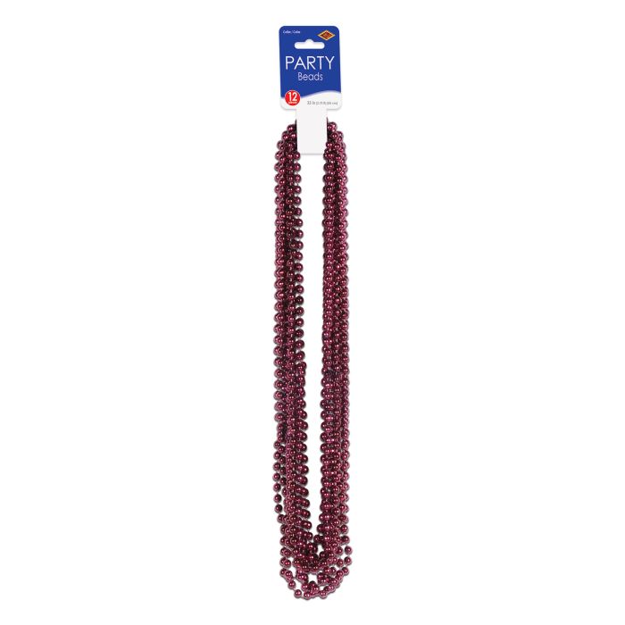 Maroon Party Beads - Small Round 12ct