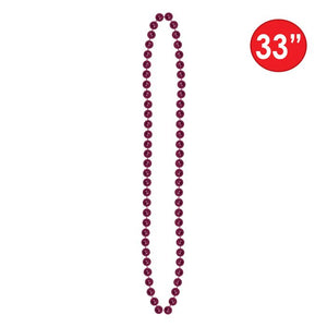 Maroon Party Beads - Small Round 12ct