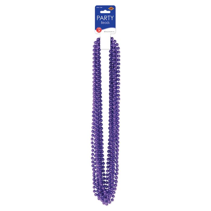 Purple Party Beads - Small Round 12ct
