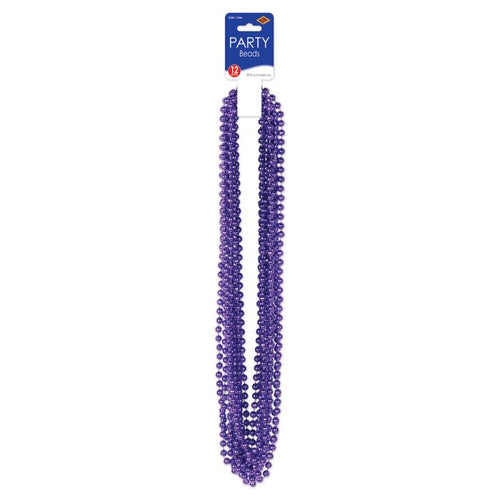 Purple Party Beads - Small Round 12ct