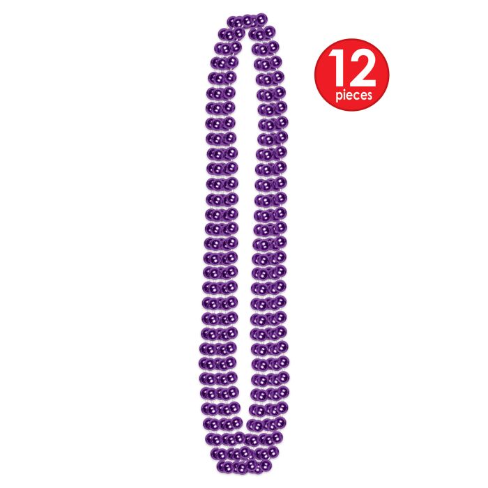 Purple Party Beads - Small Round 12ct