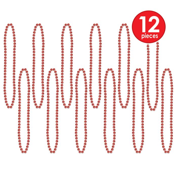 Red Party Beads - Small Round 12ct