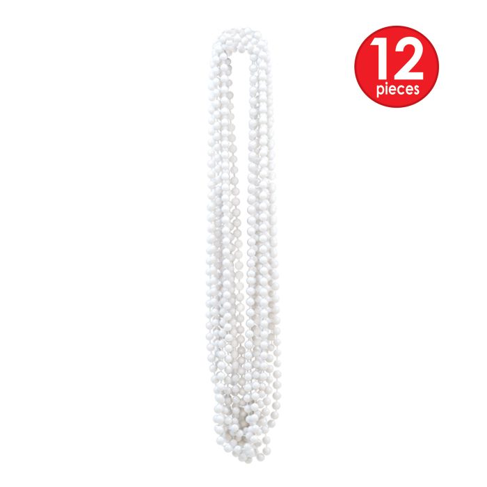 White Party Beads - Small Round 12ct