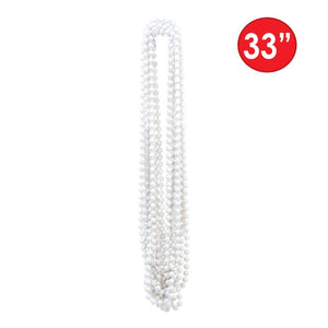 White Party Beads - Small Round 12ct