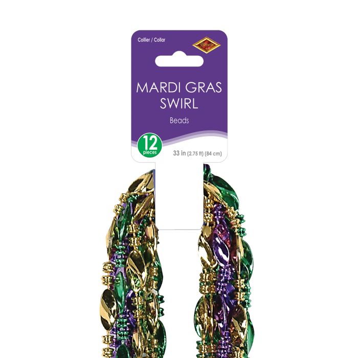 Mardi Gras Twist Beads 12ct