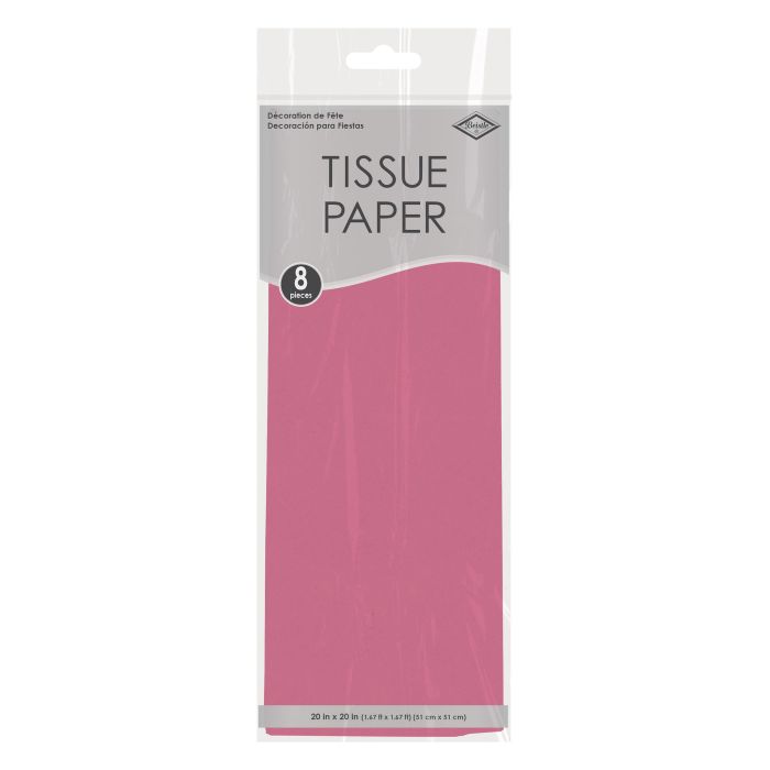 Package of pink tissue paper with a white background