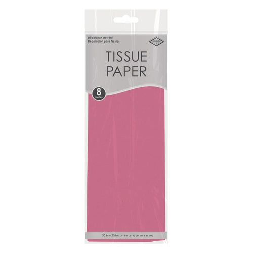 Package of pink tissue paper with a white background